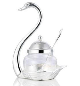 Swan Shape Crystal Sugar Bowl