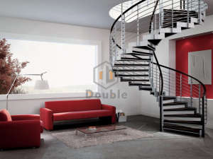 Stainless Steel Spiral Staircase with Wood Step Indoor